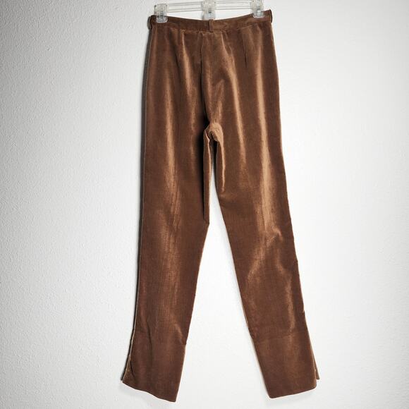 Gianni Versace Velvet Pants High Waist Cinnamon Brown Gold Tuxedo Stripes Vtg 8 - Picture 8 of 12